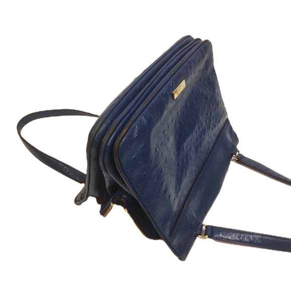 KATE SPADE New York Blue Ostrich Leather Bow Bag Handbag Purse Shoulder Bag - Picture 15 of 16